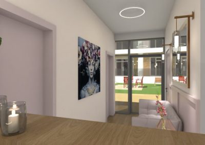 Návrh interiéru komerčných priestorov pre kozmetický salón - vstupná chodba