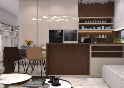 Návrh interiéru kuchyne s obývačkou